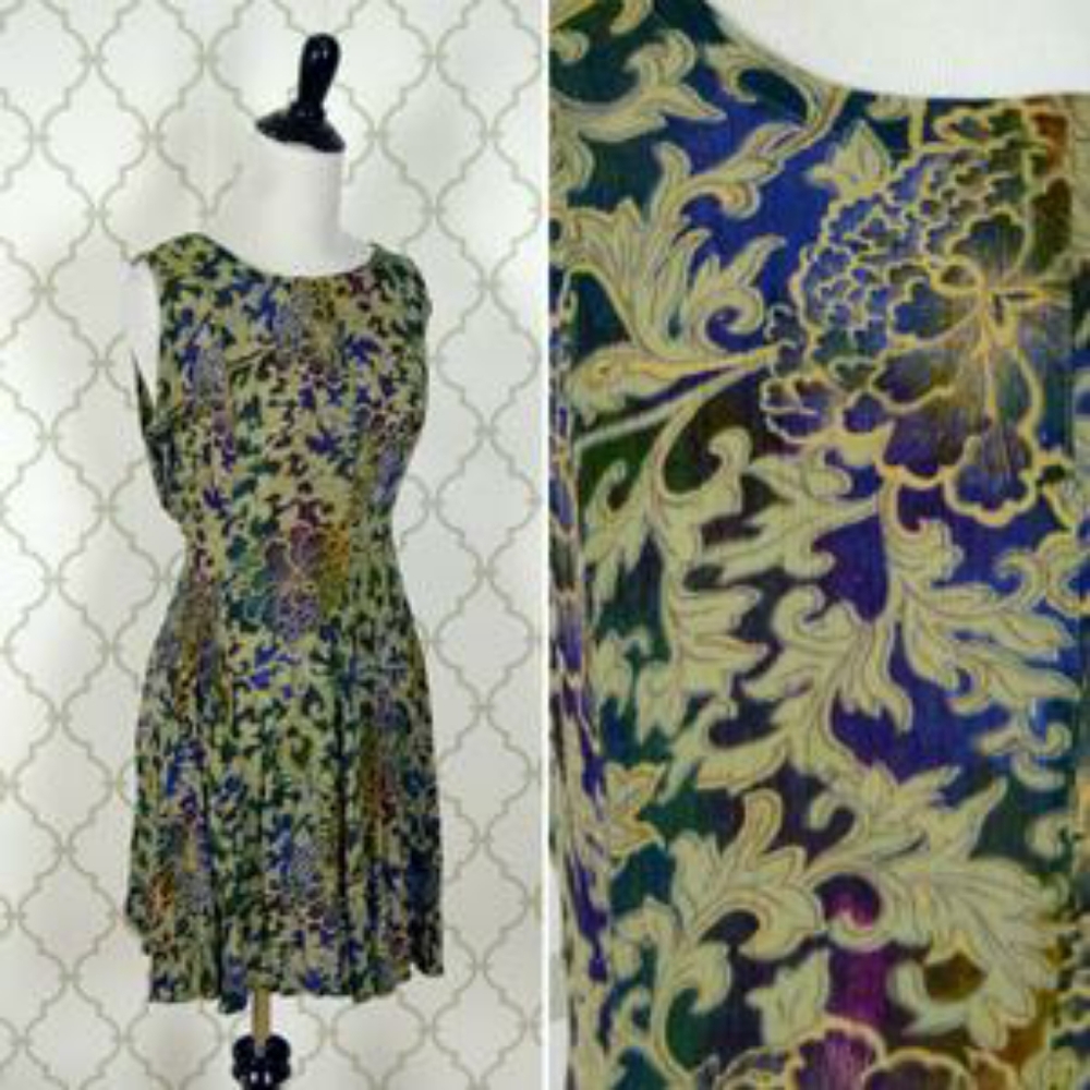 Unique peacock oil spill colored vintage dress